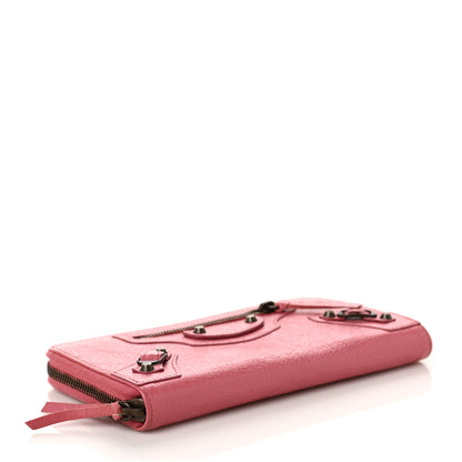 Balenciaga Agneau Classic Hardware Continental Zip Around Wallet Rose Hortensia 4 of 8