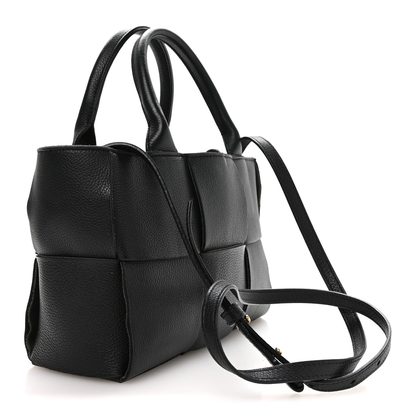 Grained Calfskin Maxi Intrecciato Mini Arco Tote Black