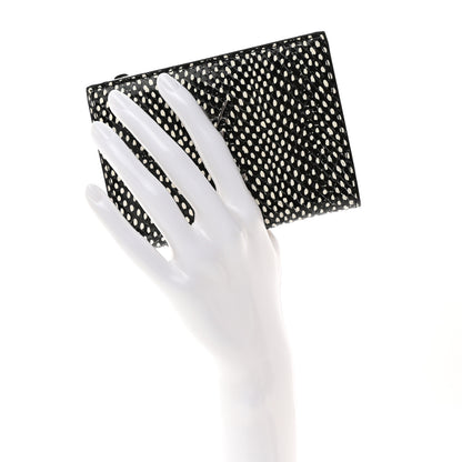 Saint Laurent Calfskin Lambskin Snakeskin Embossed Monogram Fragments Wallet Black White 2 of 9