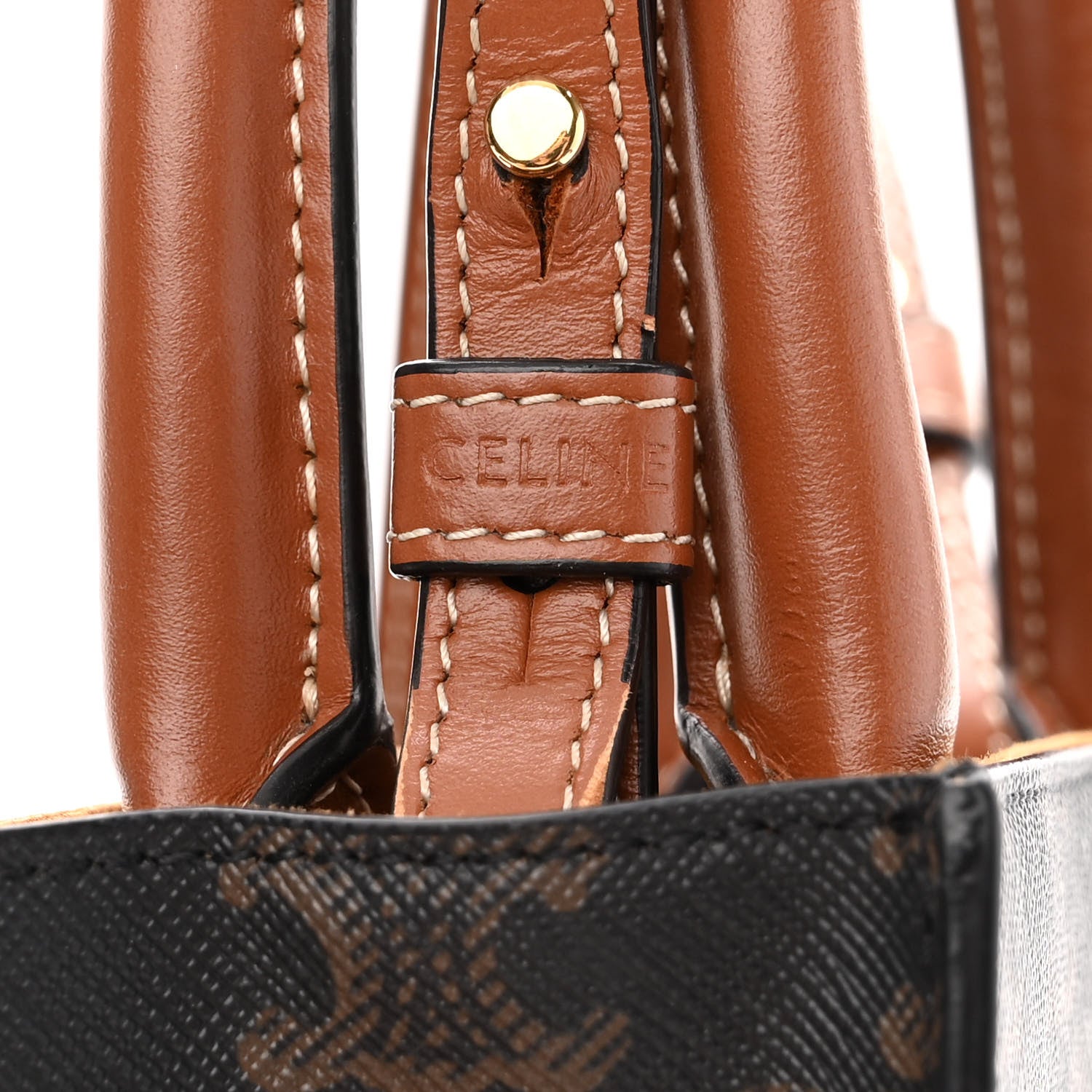 Celine Triomphe Canvas Calfskin Mini Vertical Cabas Tan 6 of 9