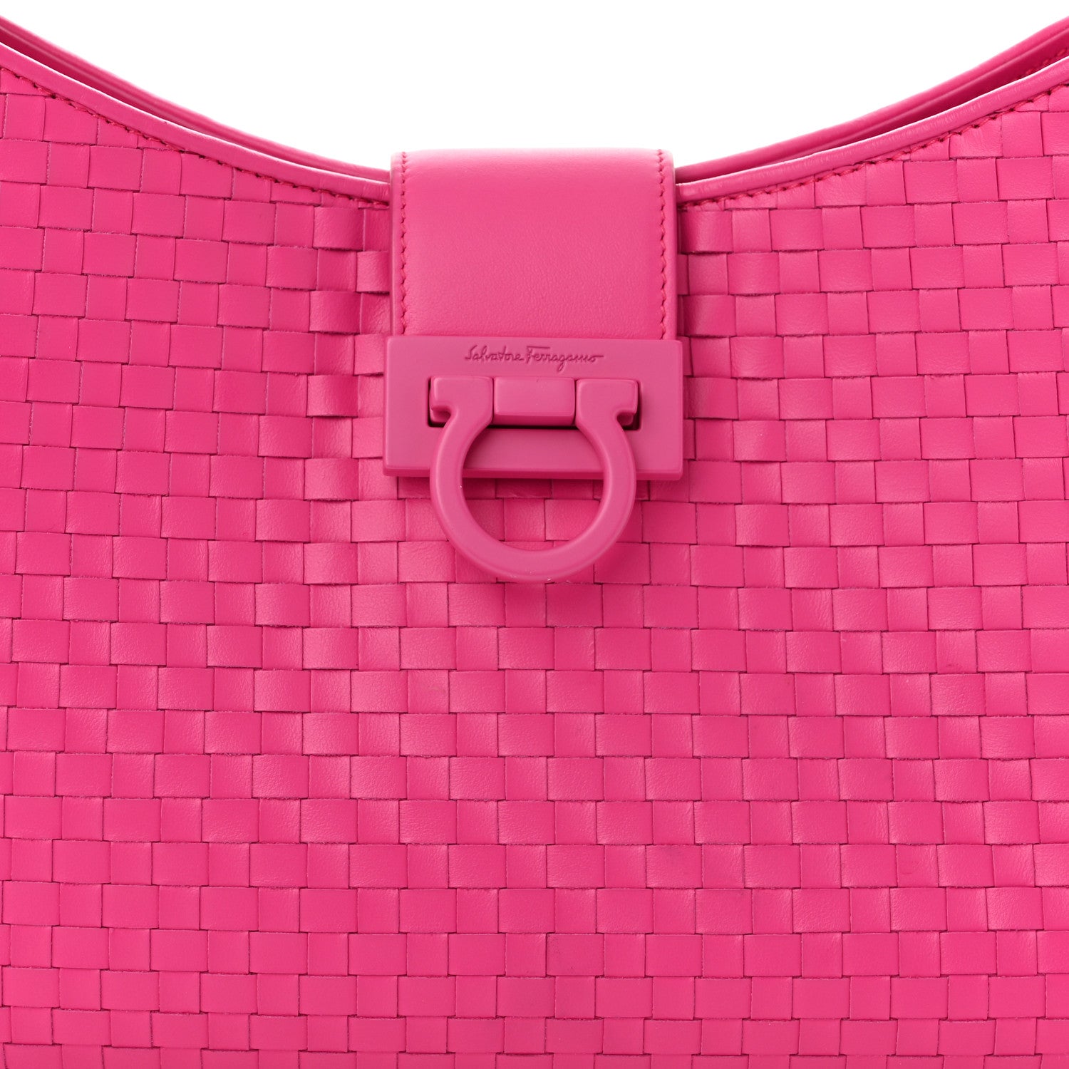 Salvatore Ferragamo Calfskin Intreccio Trifolio Shoulder Bag Hot Pink 8 of 11