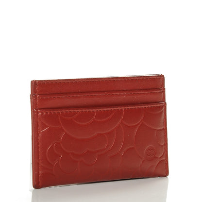 Chanel Lambskin Camellia Embossed Card Holder Red 3 of 7