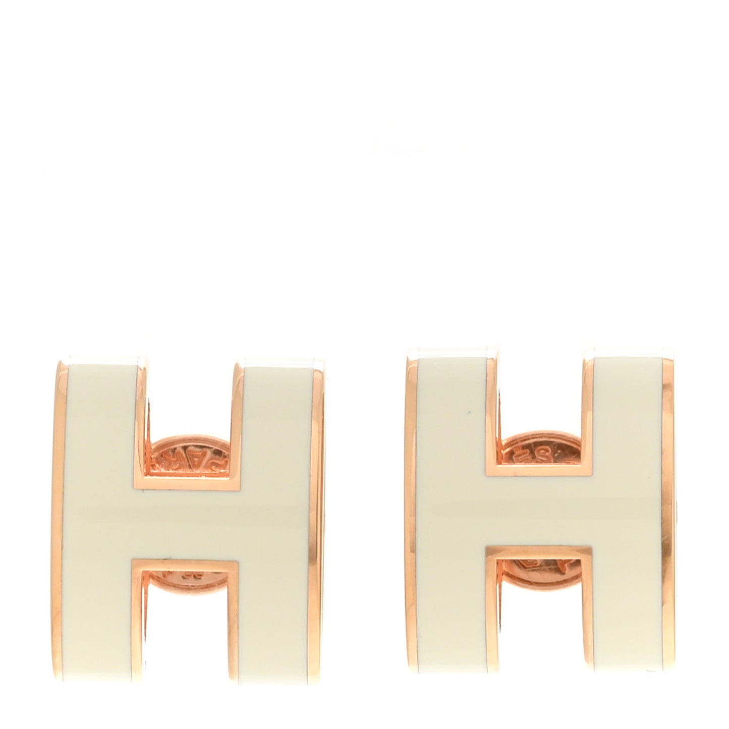 Rose Gold Lacquered Mini Pop H Earrings White