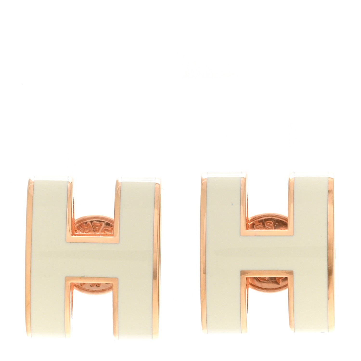 Hermes Rose Gold Lacquered Mini Pop H Earrings White 1 of 6