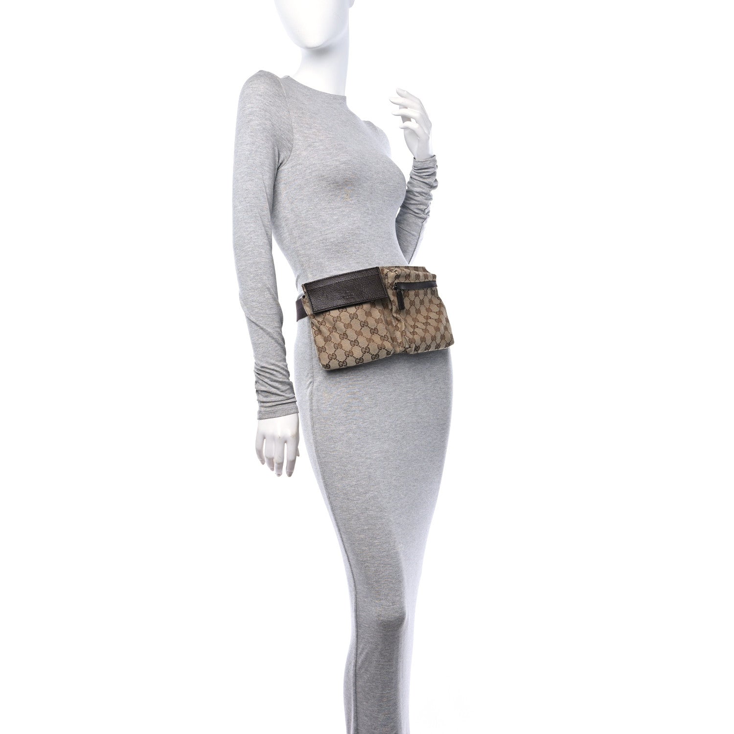 Gucci GG Monogram Double Pocket Belt Bag Dark Brown 2 of 12