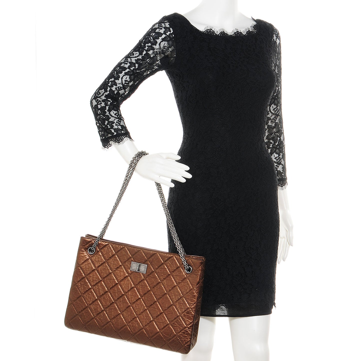 Aged Calfskin Reissue 2.55 Tote Bronze