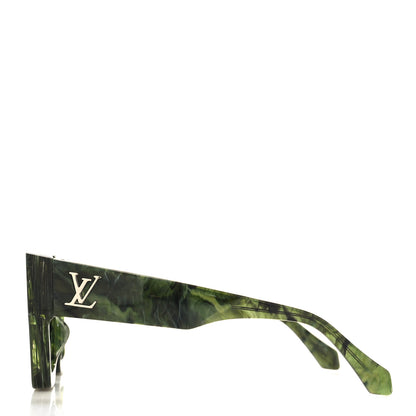 Louis Vuitton Acetate Marble Effect Swarovski Cyclone Sunglasses Z1552W Green 3 of 7