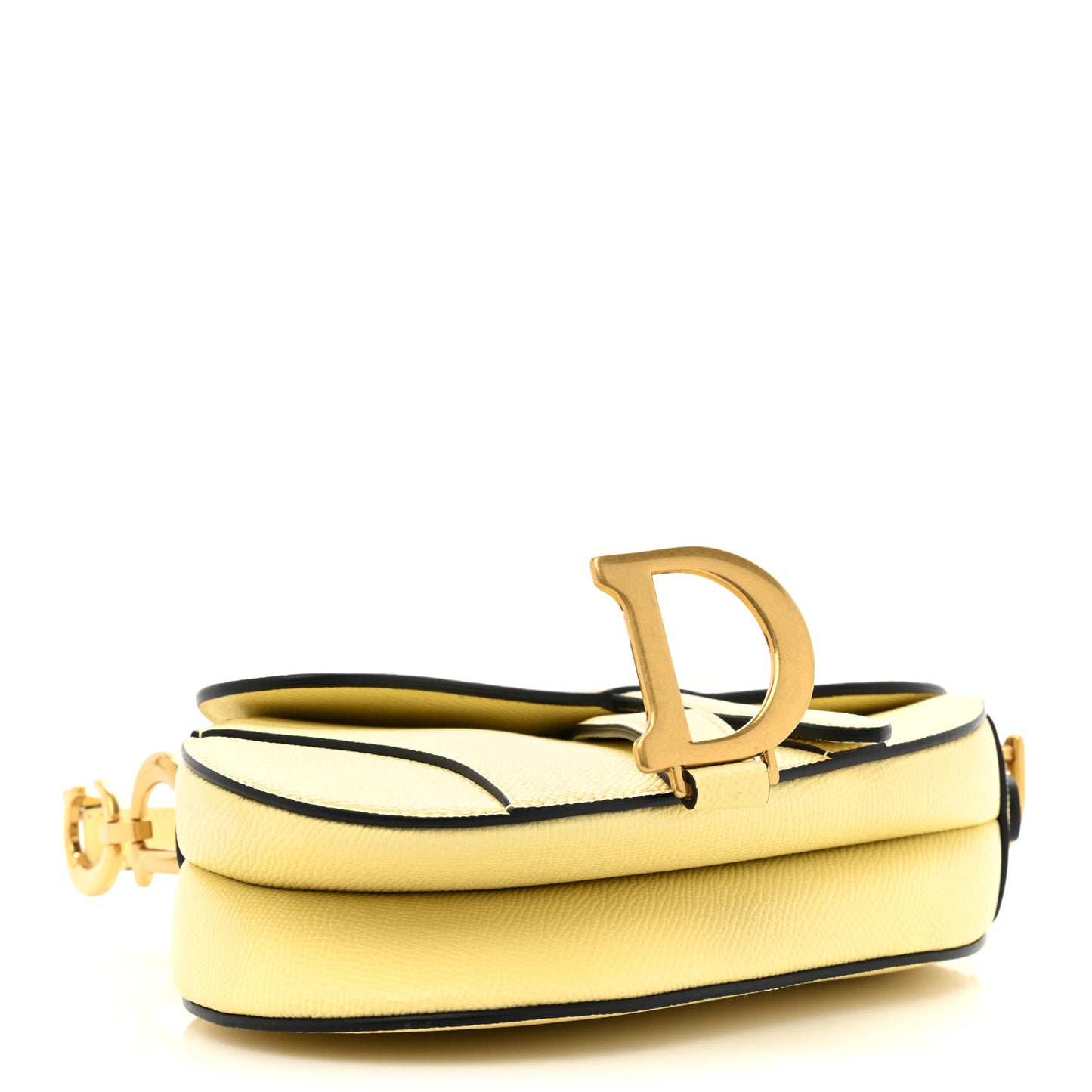 Grained Calfskin Mini Saddle Bag Yellow