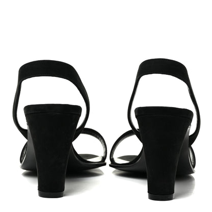 Hermes Suede Slingback Sandals 37.5 Black 4 of 17