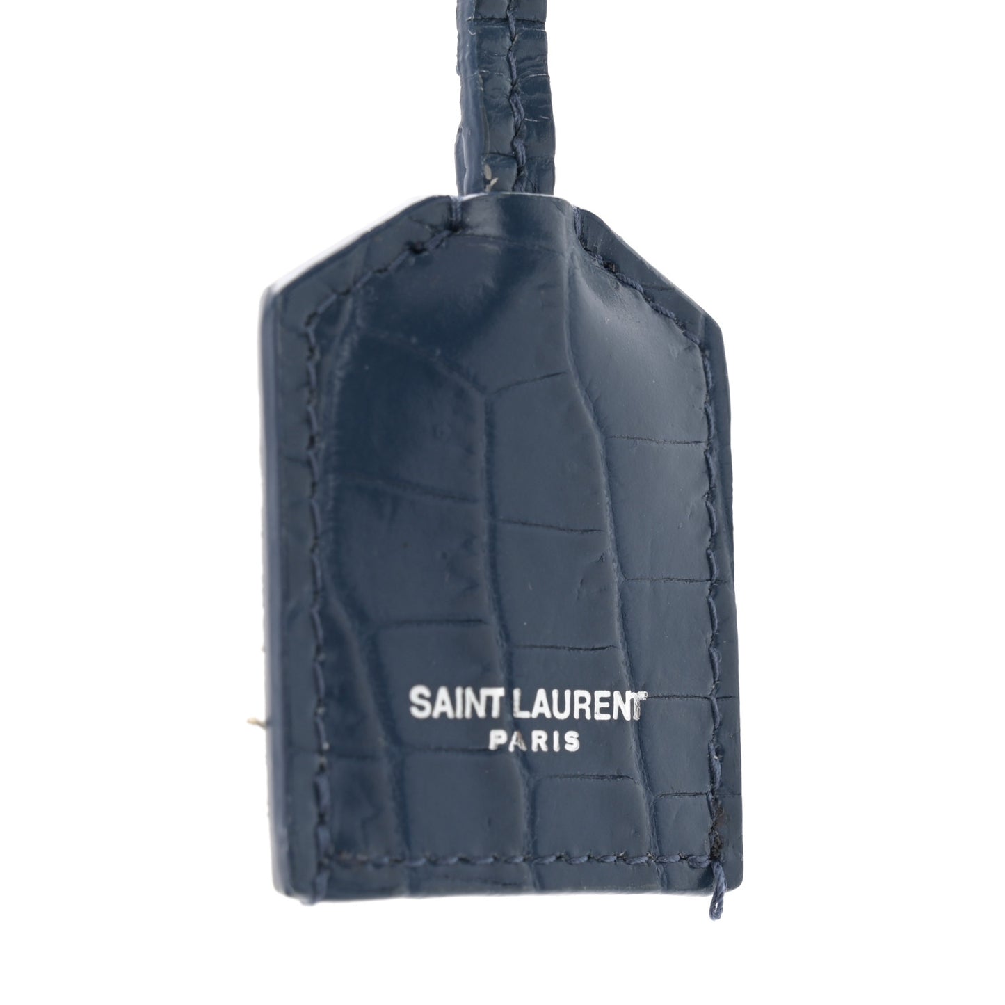 Calfskin Crocodile Embossed Medium Monogram Sunset Navy