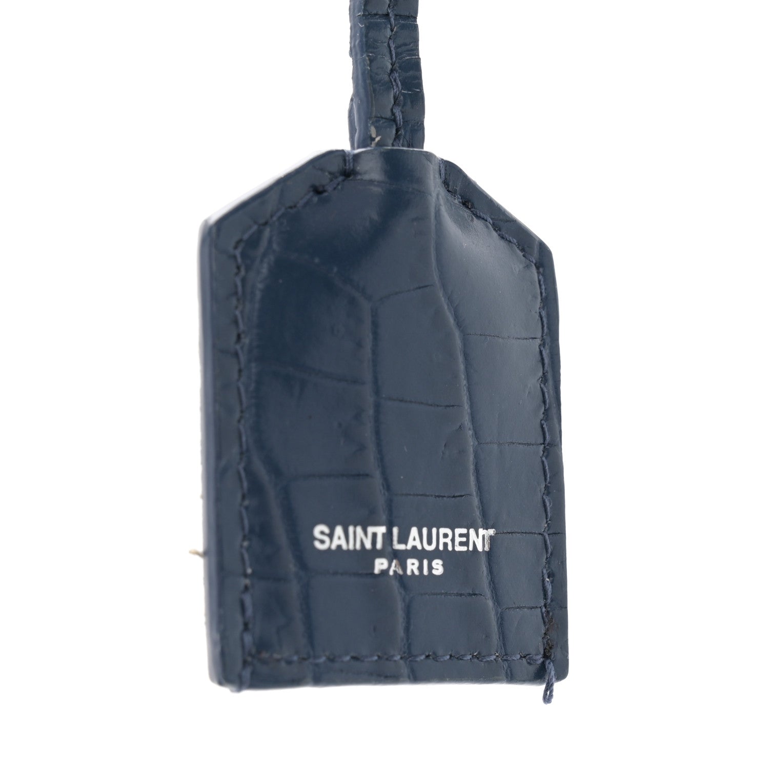 Saint Laurent Calfskin Crocodile Embossed Medium Monogram Sunset Navy 11 of 12