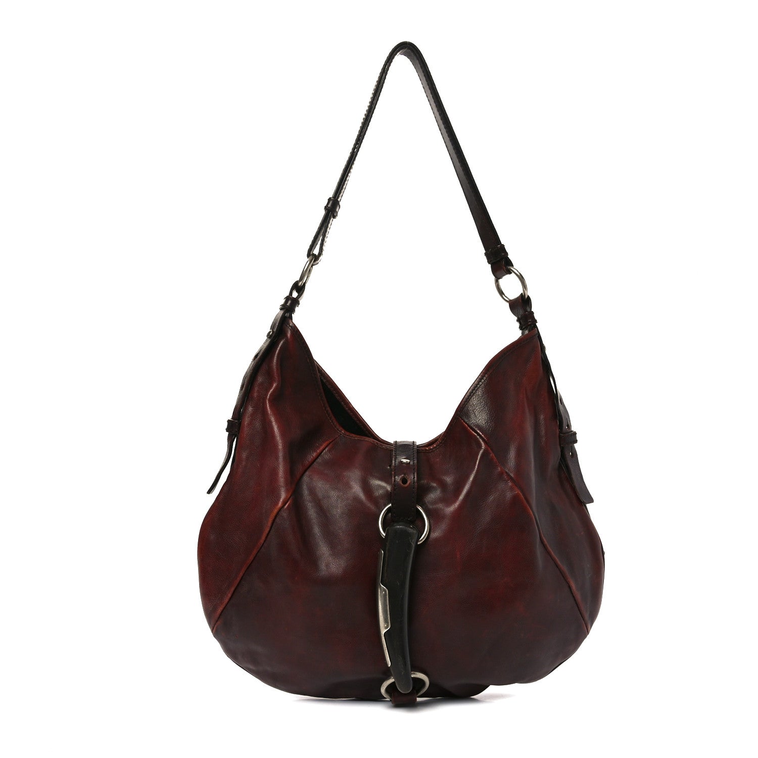 Saint Laurent Buffalo Horn Shangri-La Mombasa Hobo Burgundy 1 of 10