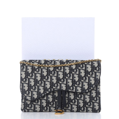 Christian Dior Oblique Saddle Chain Pouch Blue 9 of 9