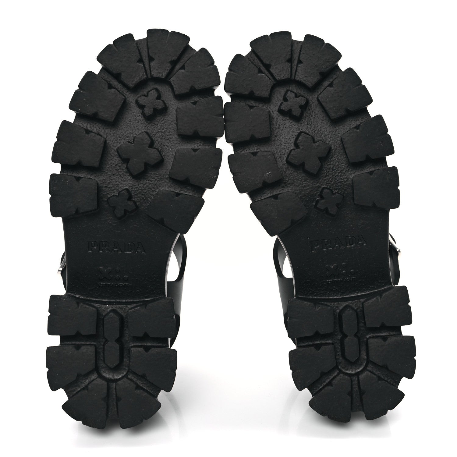 Prada Foam Rubber Triangle Logo Monolith 55mm Cage Sandals 37 Black 5 of 7