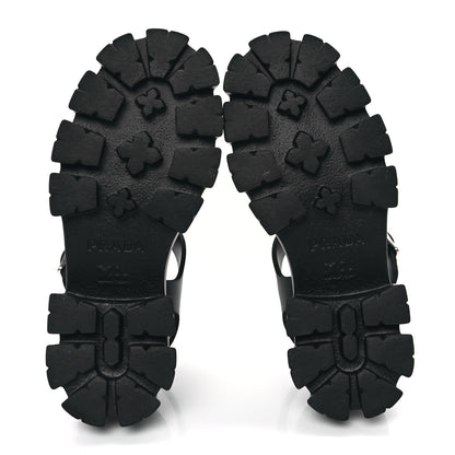 Prada Foam Rubber Triangle Logo Monolith 55mm Cage Sandals 37 Black 5 of 7