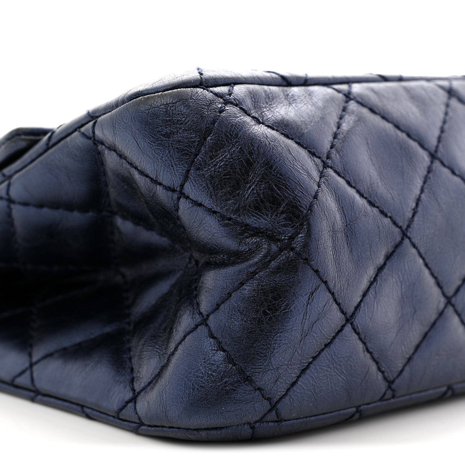 Chanel Metallic Aged Calfskin Quilted 2.55 Reissue 226 Flap Dark Navy Blue 9 of 10