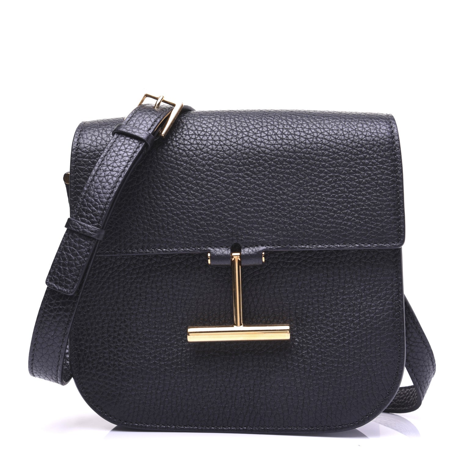 Tom Ford Grained Calfskin Small T Clasp Tara Crossbody Bag Black 1 of 13
