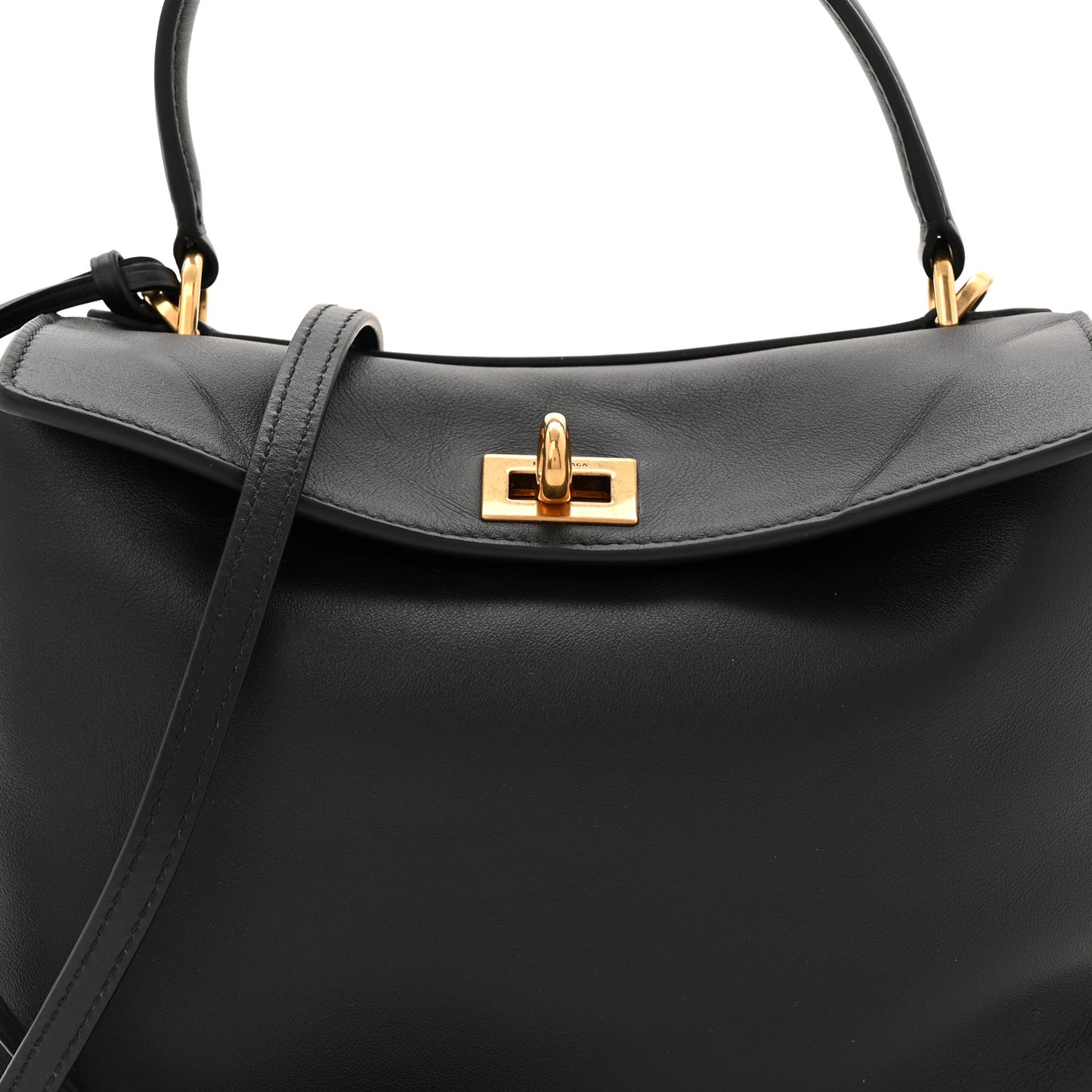 Natural Smooth Calfskin Mini Rodeo Top Handle Handbag Black