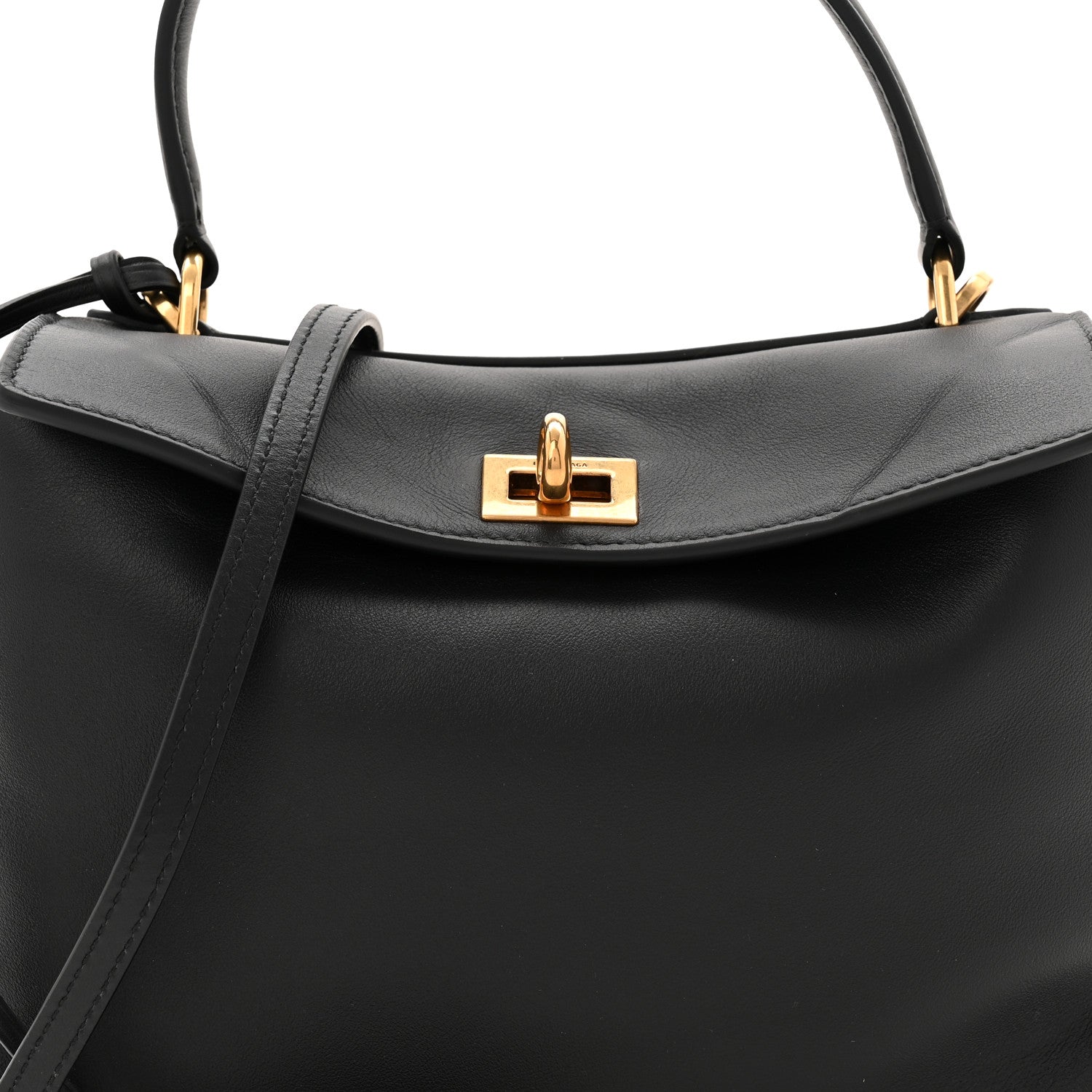 Balenciaga Natural Smooth Calfskin Mini Rodeo Top Handle Handbag Black 7 of 9