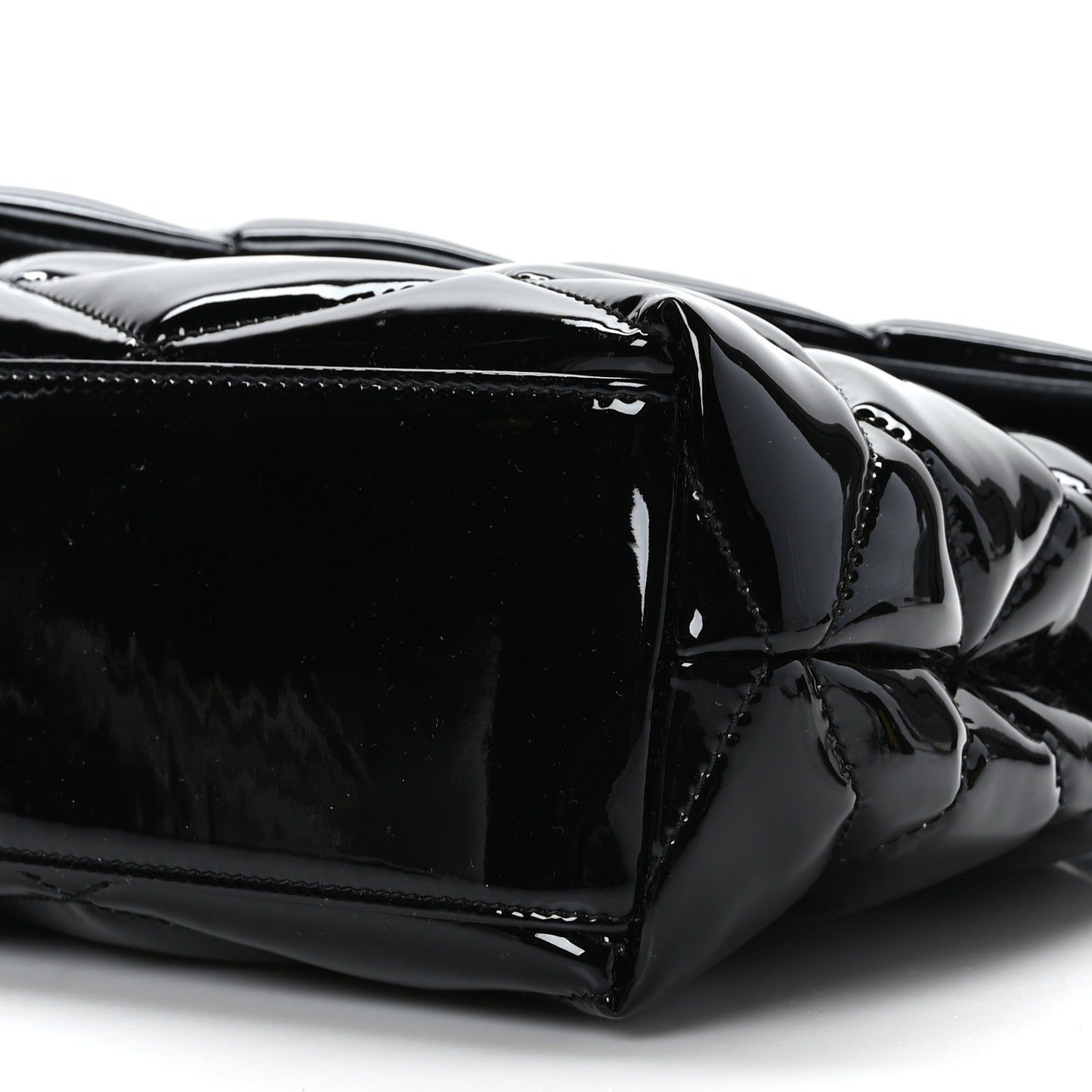 Patent Quilted Sade Puffer Envelope Clutch Black