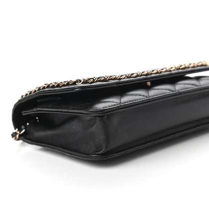 Chanel Lambskin Quilted Chain Around Wallet On Chain WOC Black 6 of 12