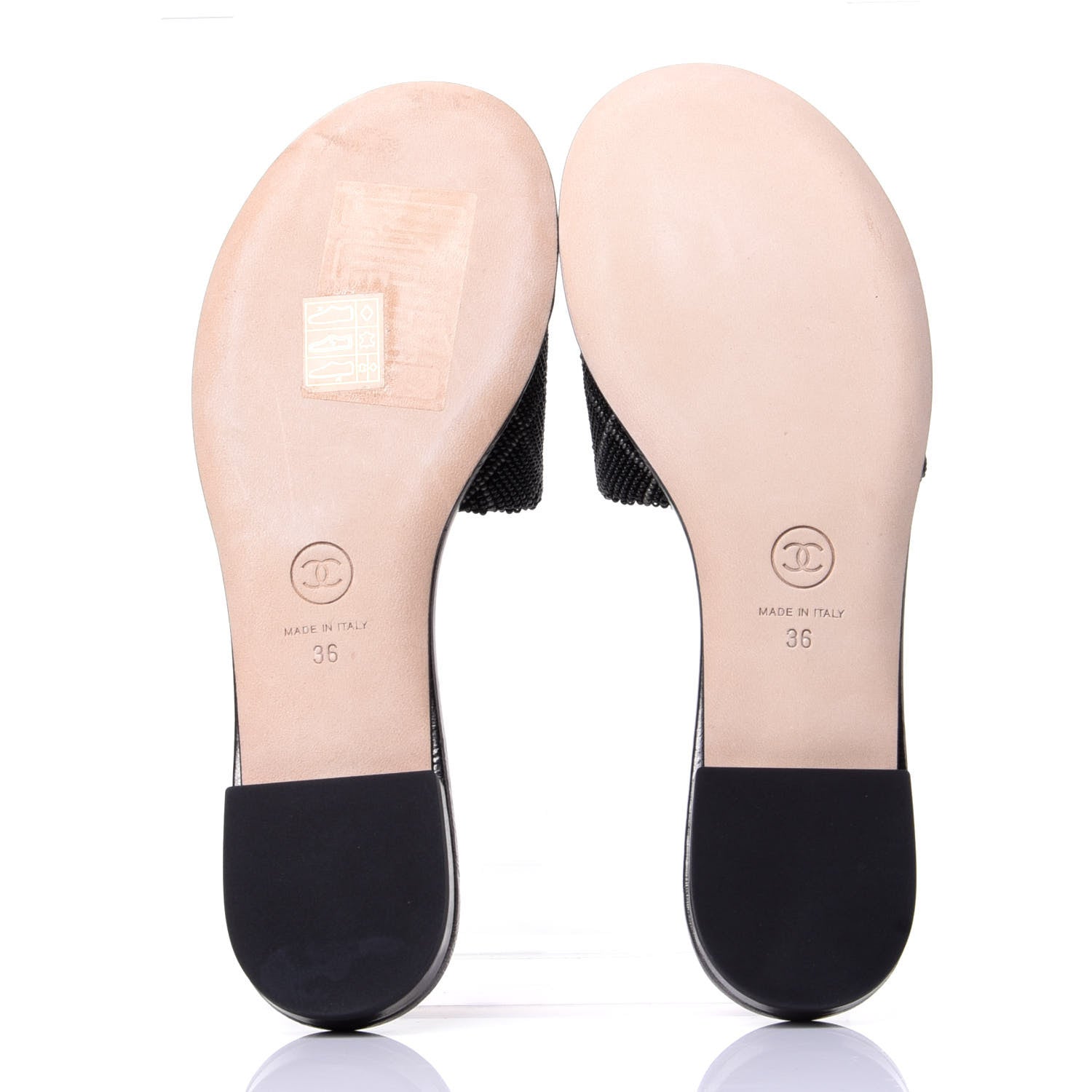 Chanel Pearl Embroidery Flat Sandals 36 Black 7 of 11