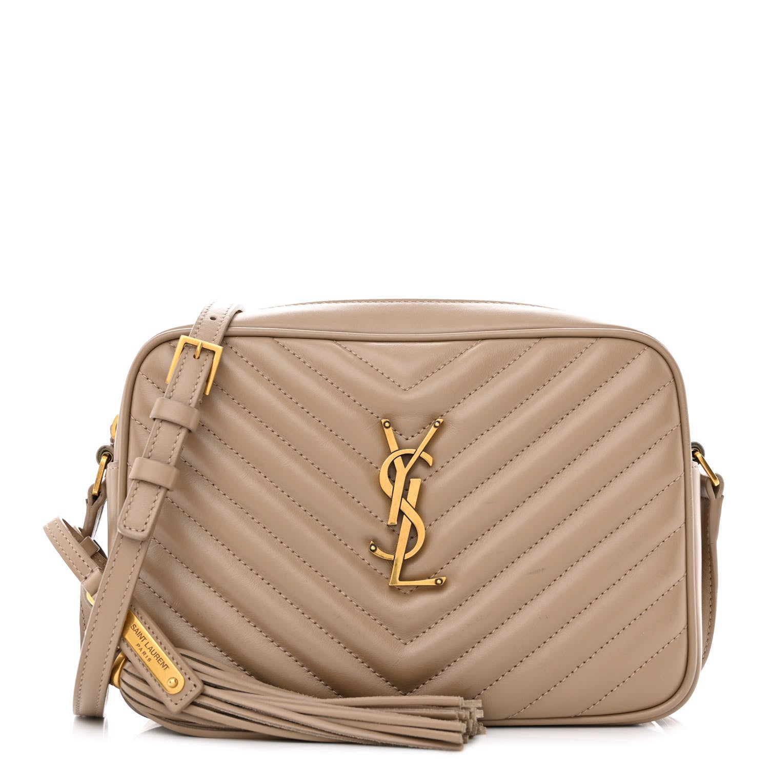 Saint Laurent Calfskin Matelasse Monogram Lou Camera Bag Dark Beige 1 of 16