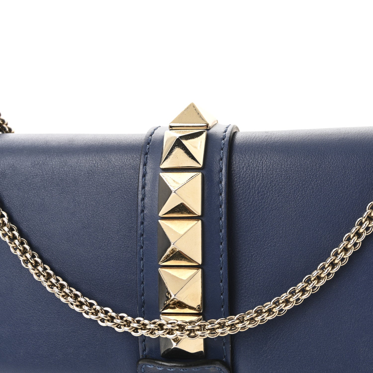 Valentino Garavani Vitello Medium Glam Lock Rockstud Flap Indigo 7 of 9