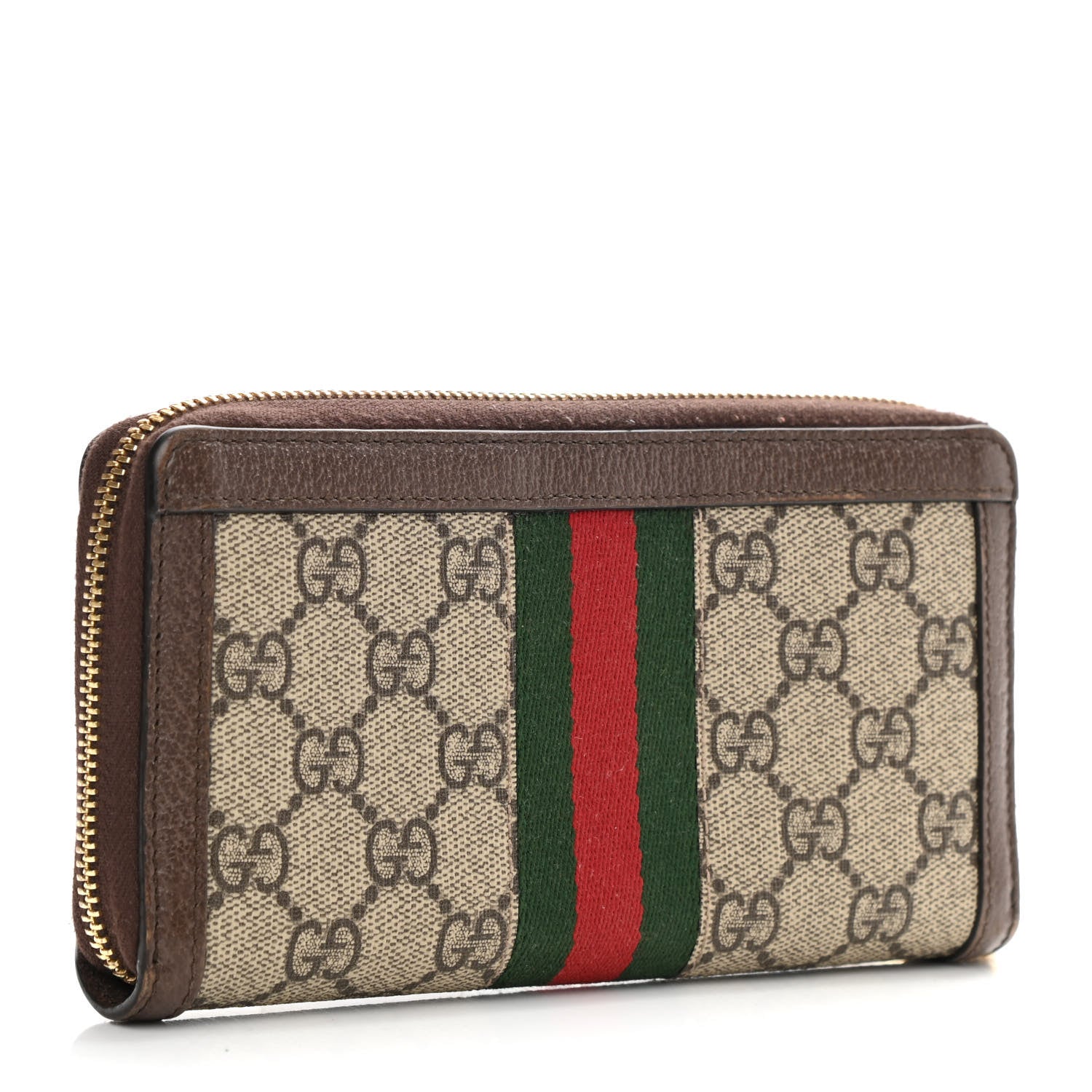 Gucci GG Supreme Monogram Web Ophidia Zip Around Wallet Brown 3 of 8