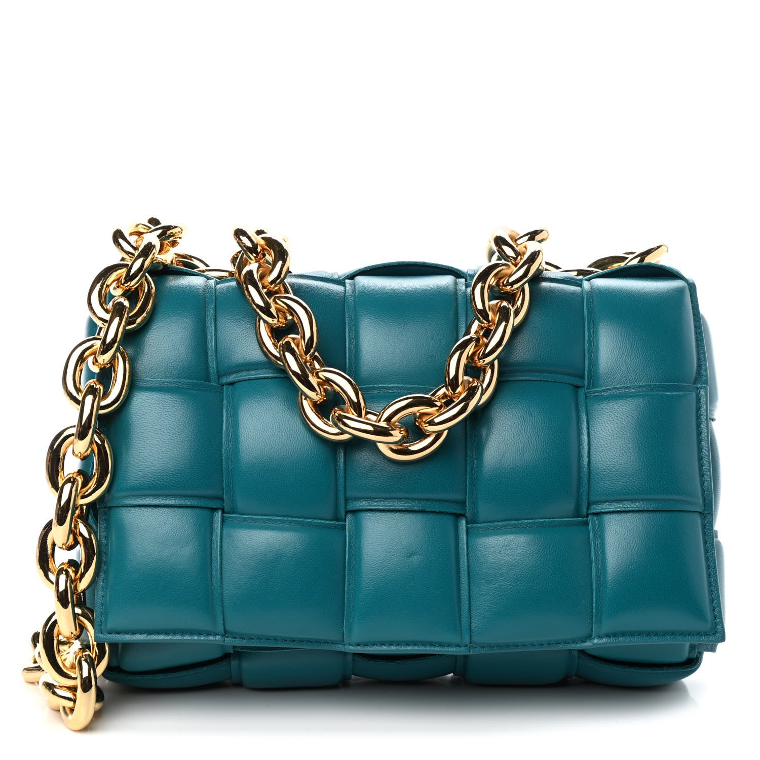 Bottega Veneta Lambskin Maxi Intreccio Padded Chain Cassette Crossbody Bag Mallard 1 of 8
