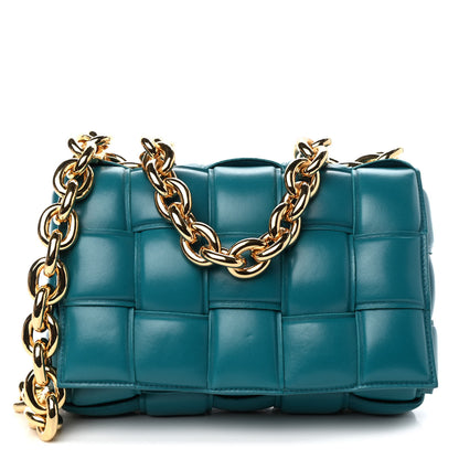 Bottega Veneta Lambskin Maxi Intreccio Padded Chain Cassette Crossbody Bag Mallard 1 of 8