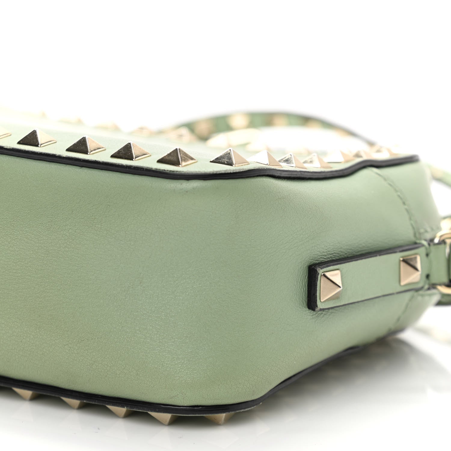 Valentino Garavani Calfskin Rockstud Camera Crossbody Bag Powder Green 10 of 10