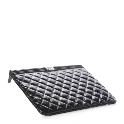 Chanel Patent Calfskin Quilted Medium Boy Cosmetic Case Black 3 of 6
