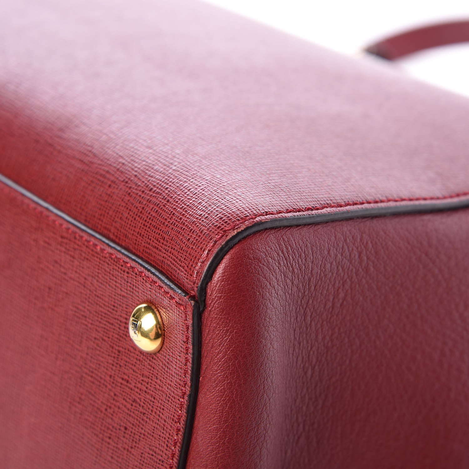 Fendi Vitello Elite Regular 2Jours Tote Rosso Scuro Ciliegia 14 of 18