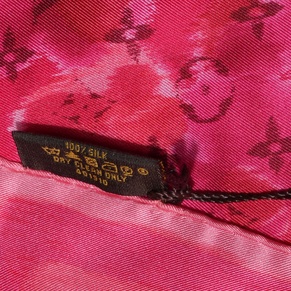 Louis Vuitton Silk Monogram Ikat Summer Square Scarf Rose Indien 5 of 5