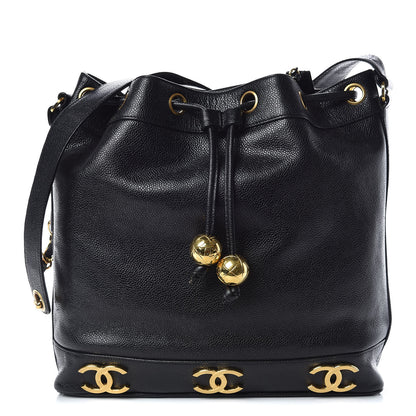 Chanel Caviar CC Drawstring Shoulder Bag Black 3 of 12