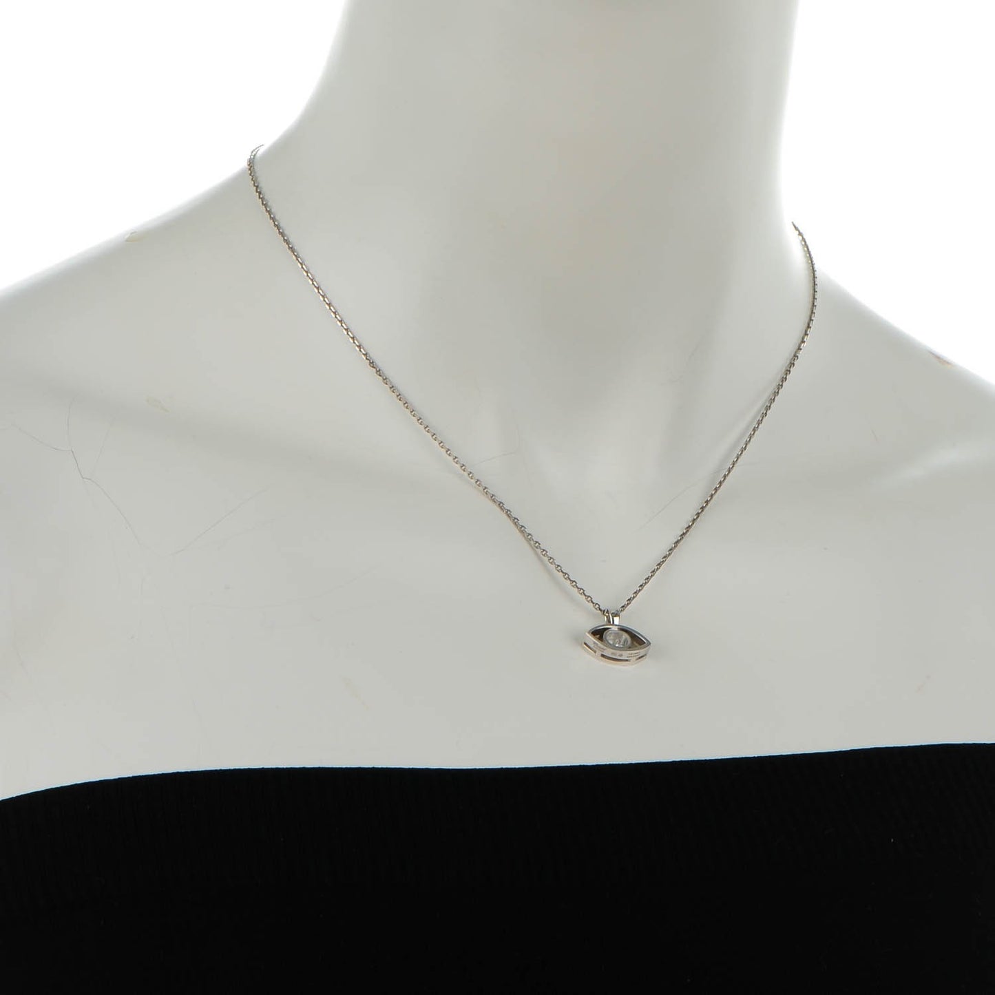 18K White Gold Diamond Good Luck Charms Evil Eye Pendant Necklace
