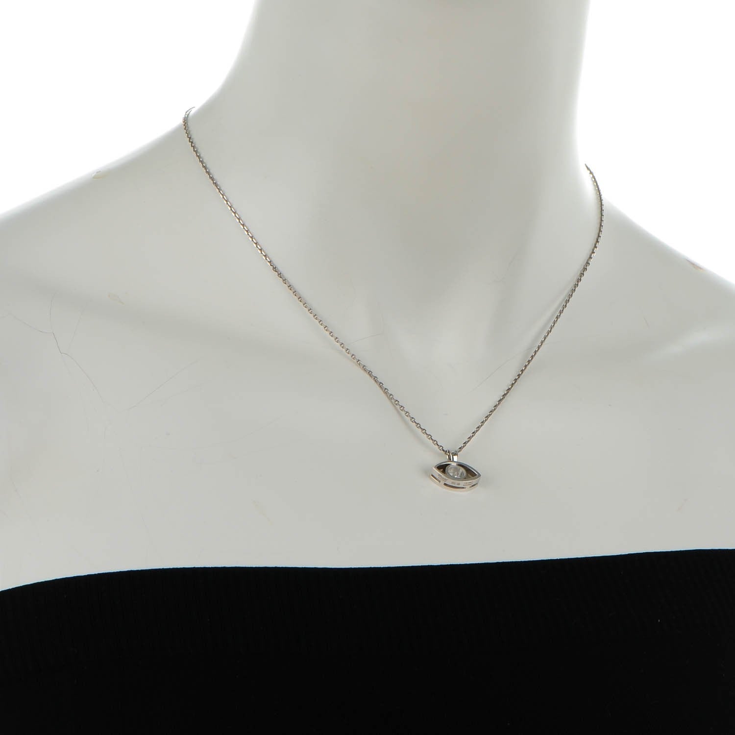 Chopard 18K White Gold Diamond Good Luck Charms Evil Eye Pendant Necklace 2 of 7