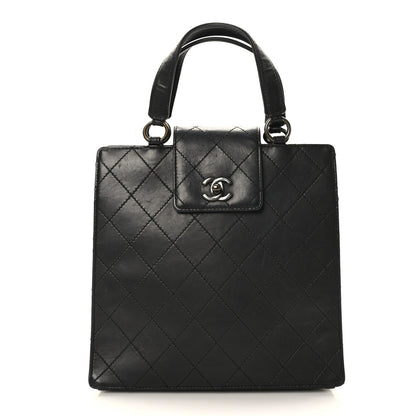 Chanel Lambskin Stitched Top Handle Tote Black 1 of 9