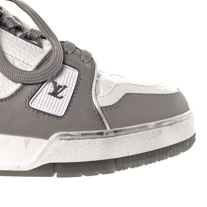 Louis Vuitton Calfskin Embossed Monogram Mens LV Trainer Sneakers 7.5 Grey 8 of 9