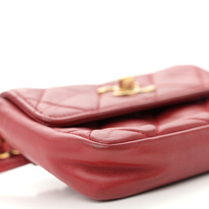 Chanel Lambskin Quilted Waist Chain Belt Flap Bag Red 11 of 14