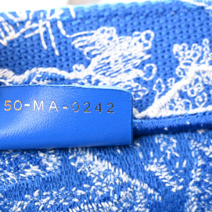 Christian Dior Canvas Embroidered Medium Dioriviera Toile De Jouy Book Tote Fluorescent Blue 7 of 11