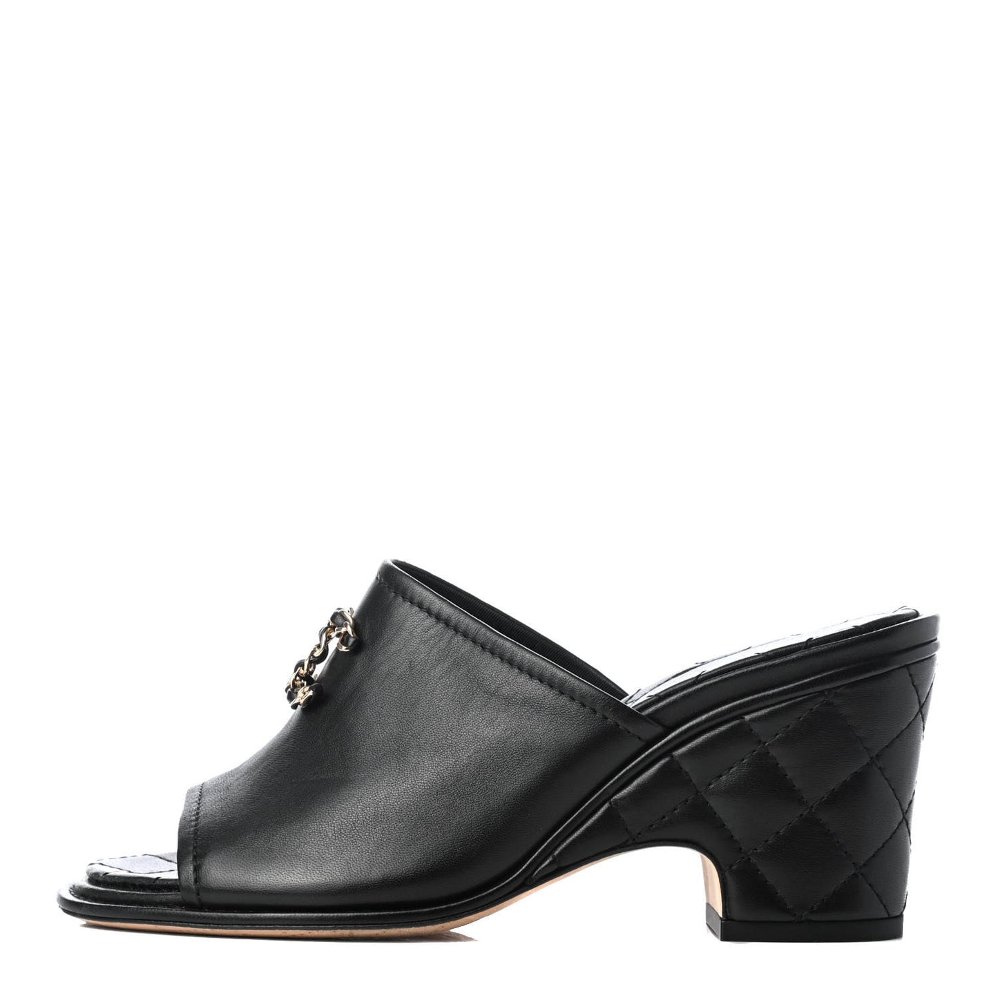 Lambskin Quilted CC Chain Mules 36.5 Black