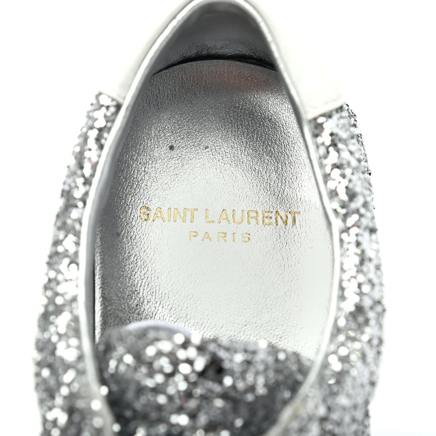 Calfskin Crystal Glitter Andy Sneakers 39 Silver