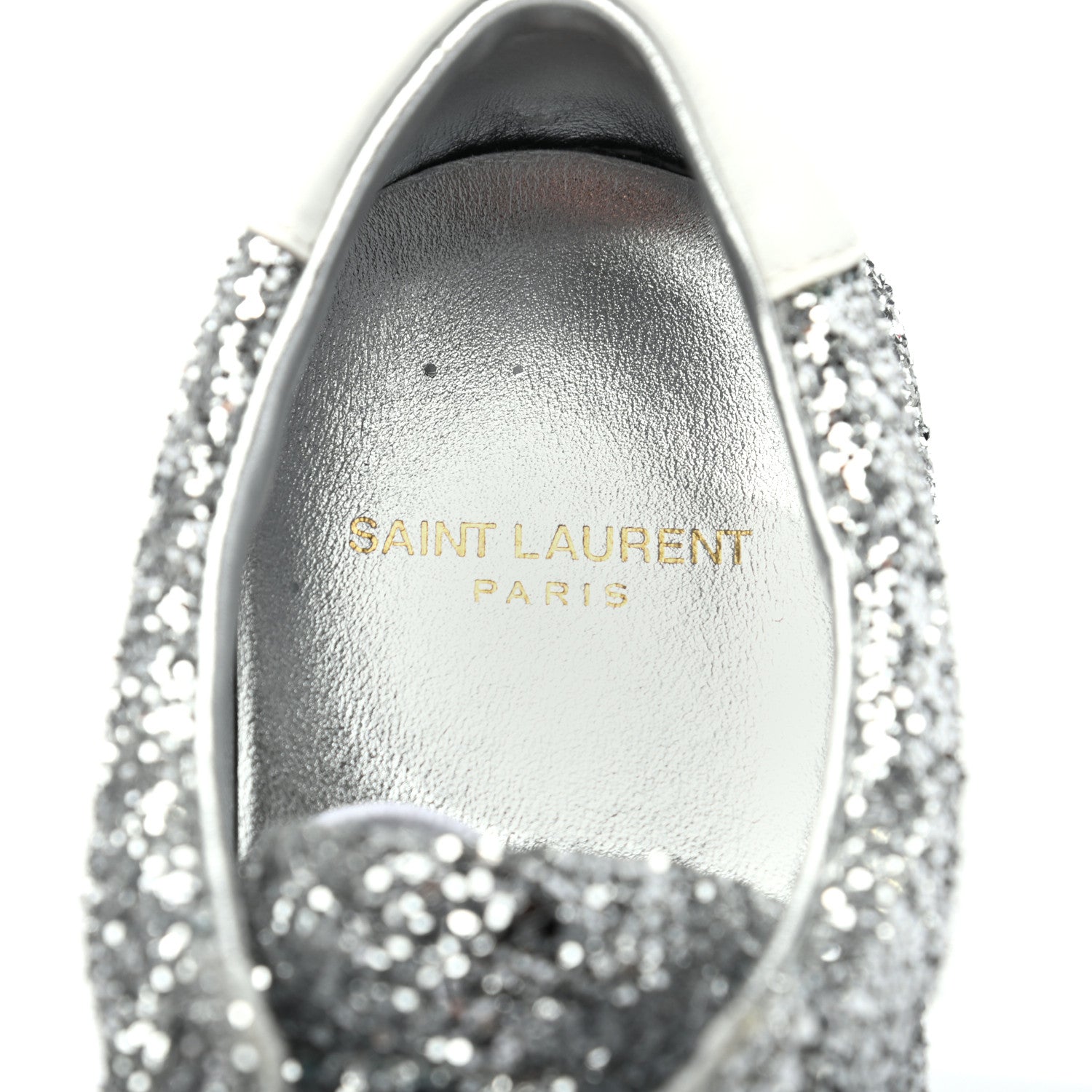 Saint Laurent Calfskin Crystal Glitter Andy Sneakers 39 Silver 14 of 16