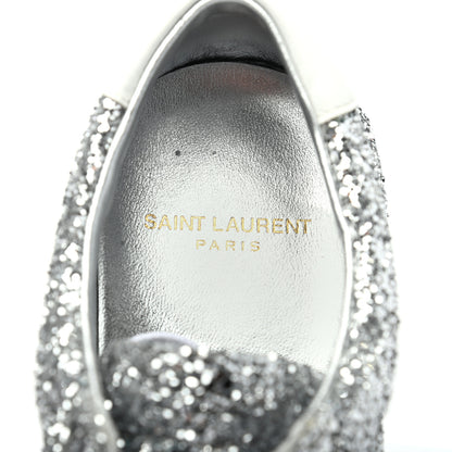 Saint Laurent Calfskin Crystal Glitter Andy Sneakers 39 Silver 14 of 16