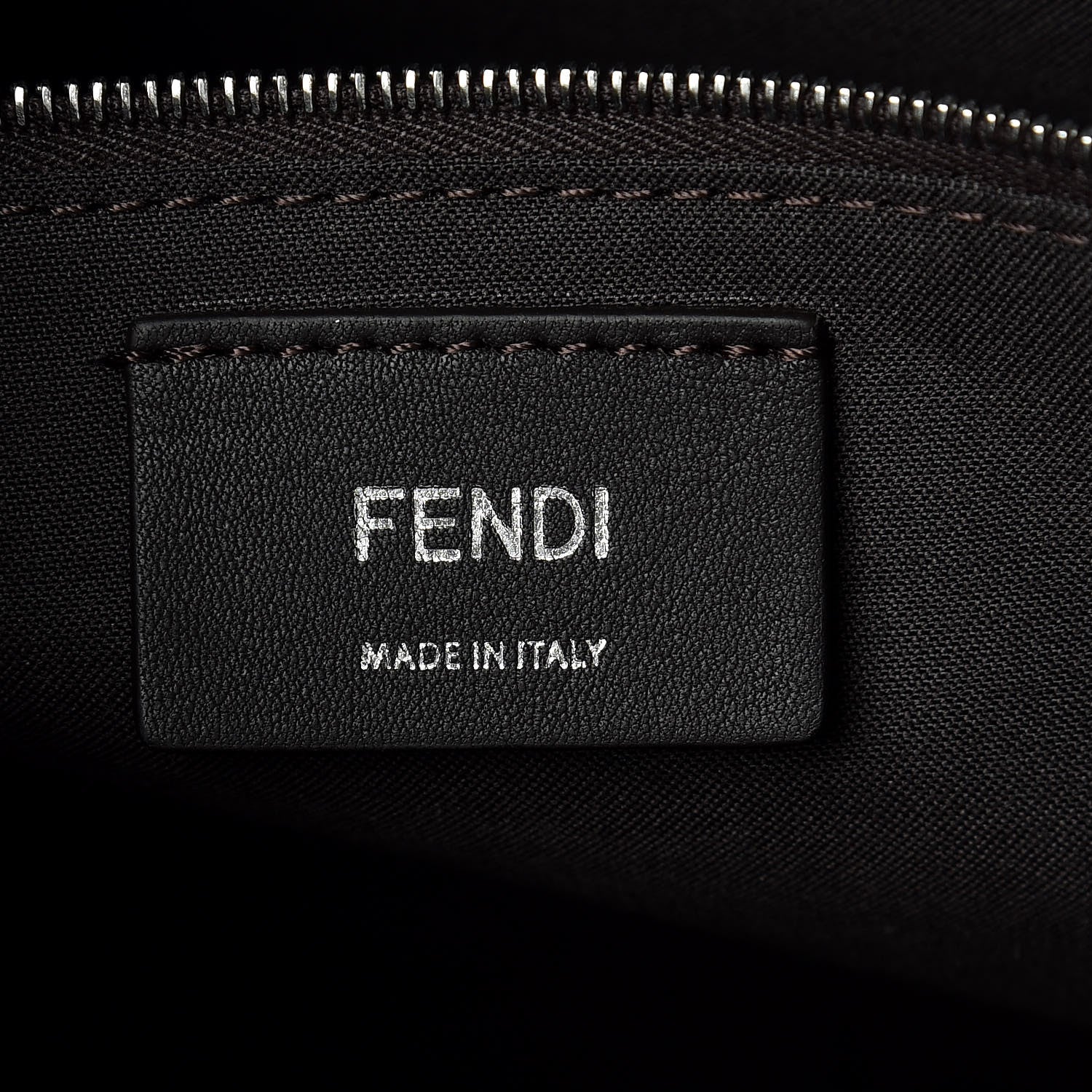 Fendi Glazed Fabric Vitello Century FF 1974 Stamp Patch Shopping Tote Mogano Panna Black 8 of 9