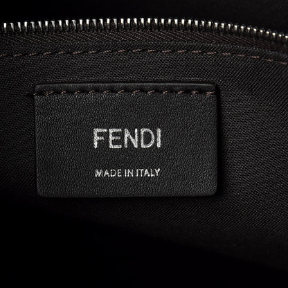 Fendi Glazed Fabric Vitello Century FF 1974 Stamp Patch Shopping Tote Mogano Panna Black 8 of 9