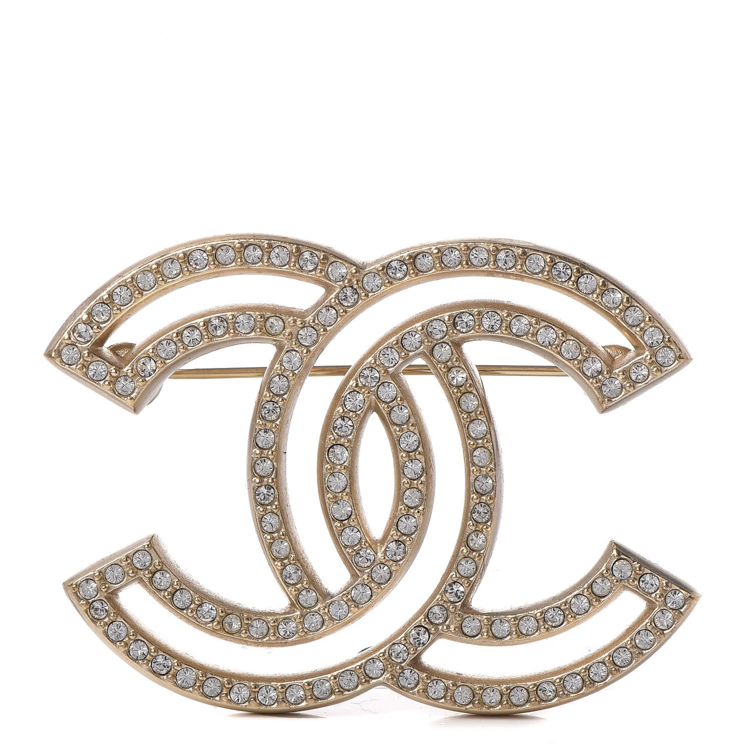 Chanel Crystal CC Brooch Gold 1 of 5