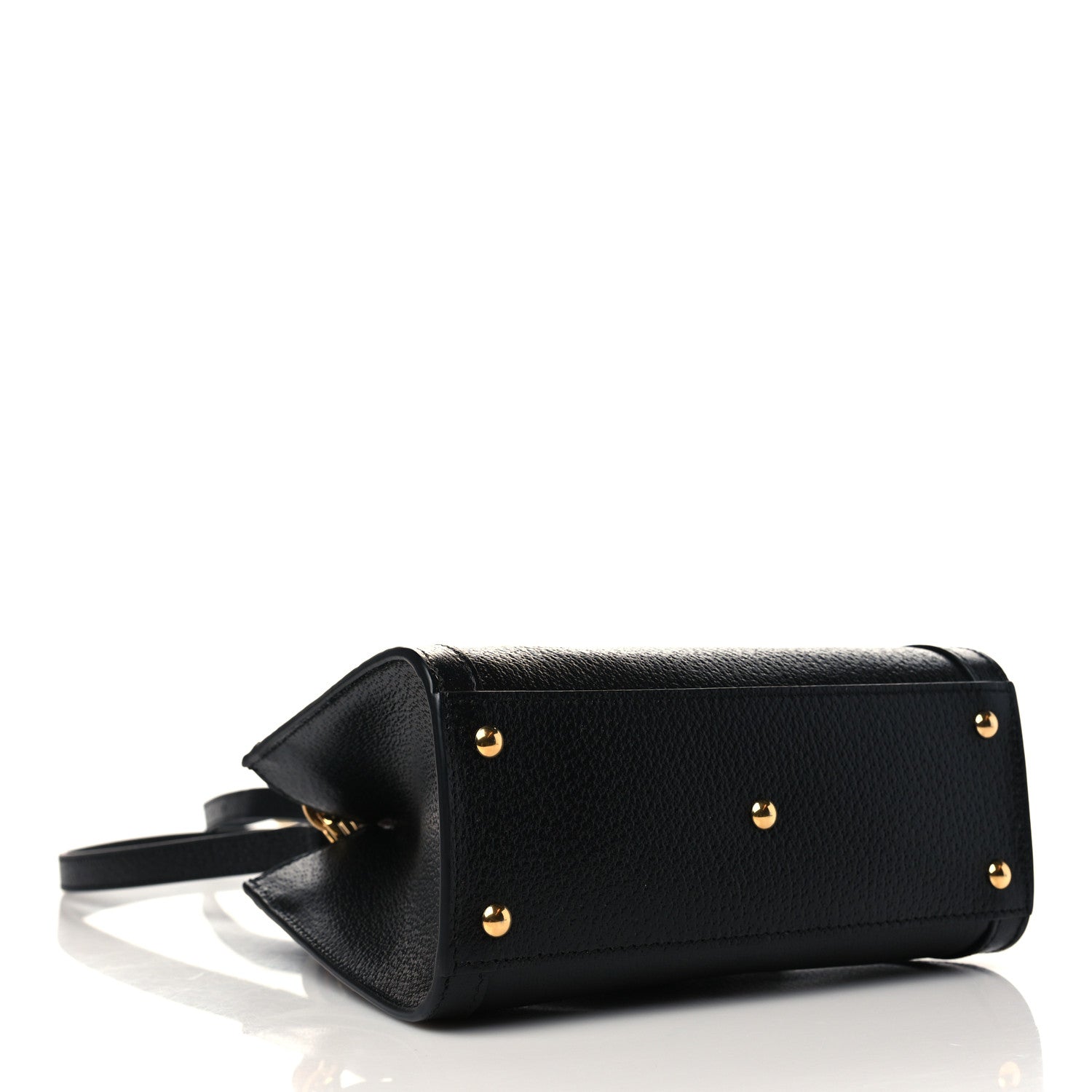 Gucci Textured Dollar Calfskin Web Mini Diana Tote Bag Black 3 of 5